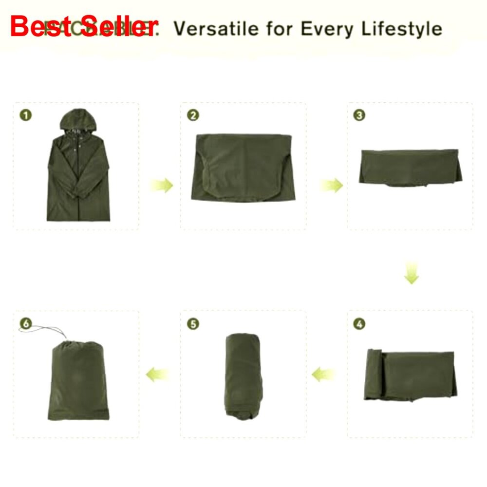 Waterproof Packable Raincoat Long Windbreaker Jac… - image 5
